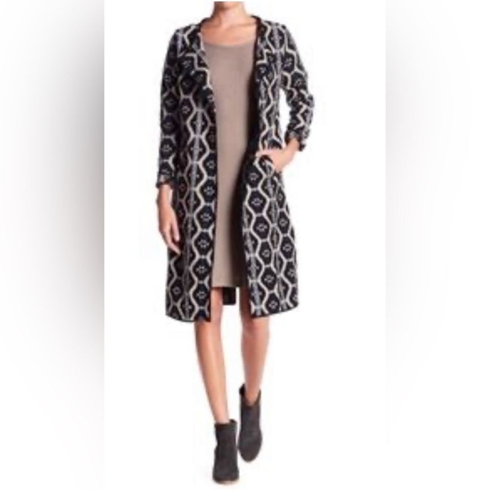 Anama Southwestern Geometric Tapestry Coat Blue Black Woven Jacket NWT Size M